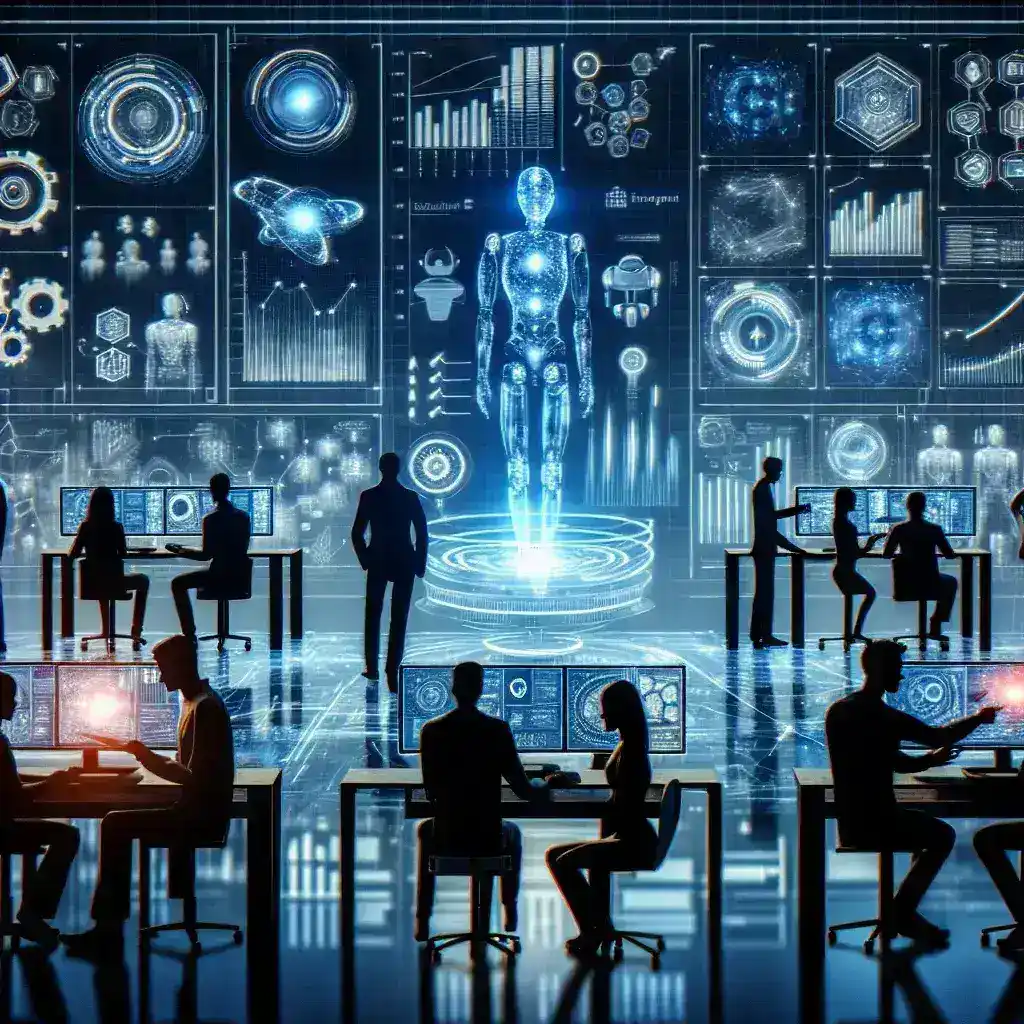 "Imagem ilustrativa de um gráfico digital representando a análise de dados com Inteligência Artificial, destacando como a tecnologia transforma a gestão de dados e informações nas empresas do futuro."